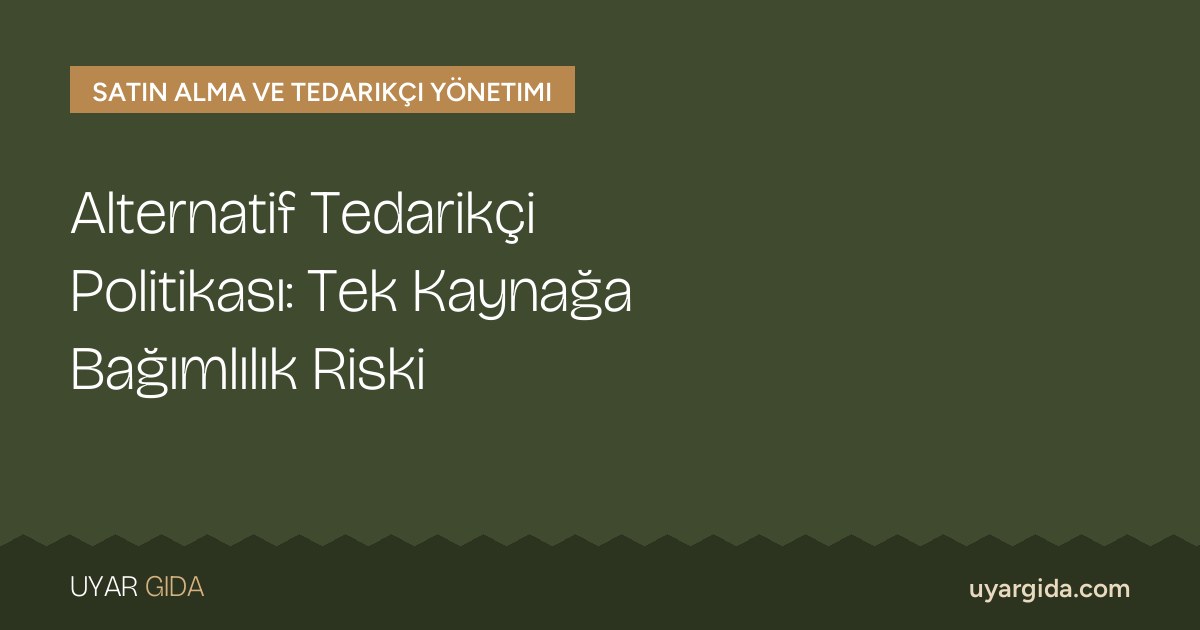 Alternatif Tedarikçi Politikası: Tek Kaynağa Bağımlılık Riski