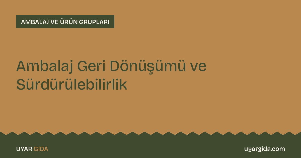 Ambalaj Geri Dönüşümü ve Sürdürülebilirlik
