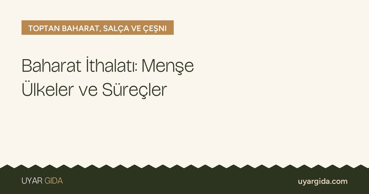 Baharat İthalatı: Menşe Ülkeler ve Süreçler