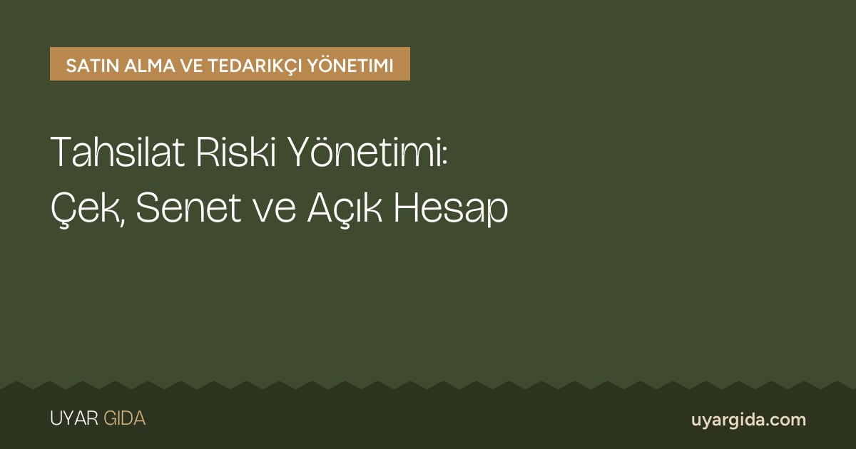 Tahsilat Riski Yönetimi: Çek, Senet ve Açık Hesap