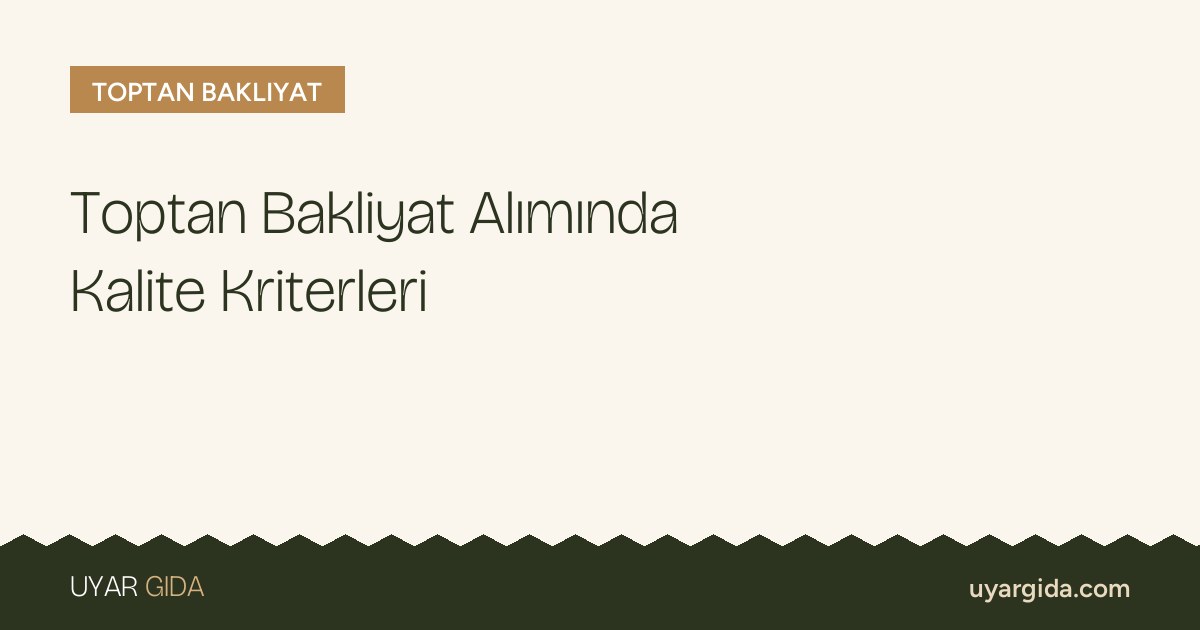 Toptan Bakliyat Alımında Kalite Kriterleri