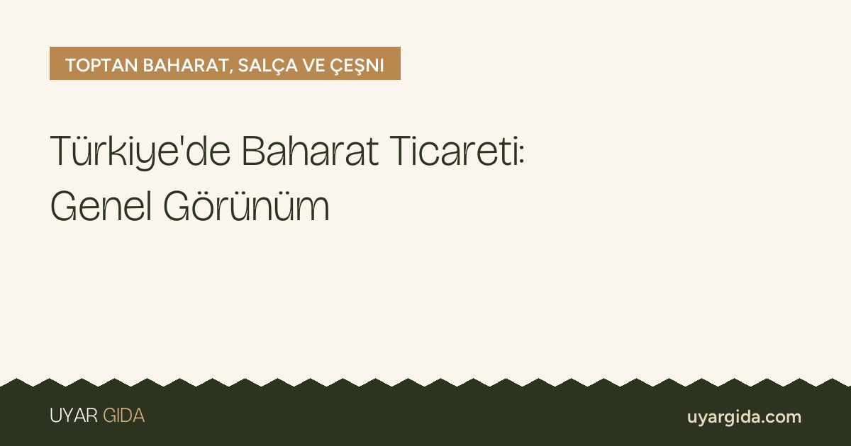 Türkiye’de Baharat Ticareti: Genel Görünüm