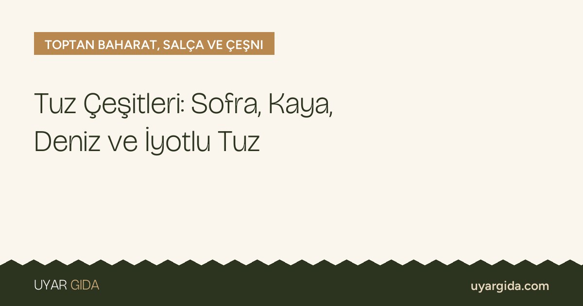 Tuz Çeşitleri: Sofra, Kaya, Deniz ve İyotlu Tuz